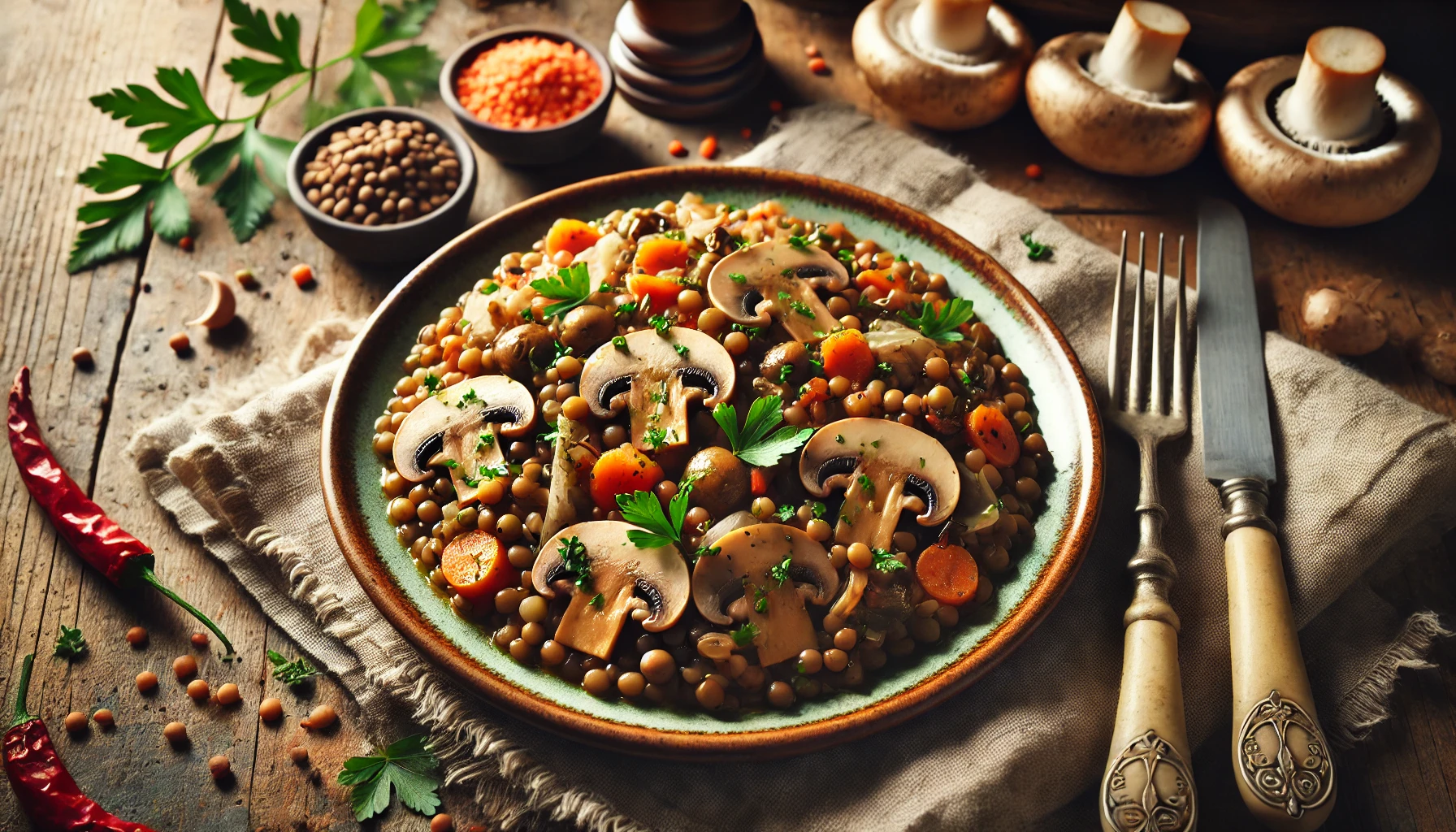 French Lentils With Mushrooms