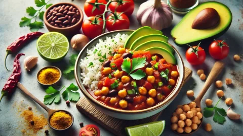 Vegan Chickpea Chili and Rice