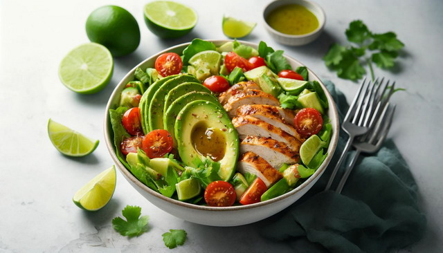 Chicken Avocado Salad with Lime Dressing