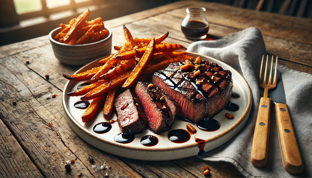 Balsamic Glazed Steak with Sweet Potato Fries: A Deliciously Balanced Meal