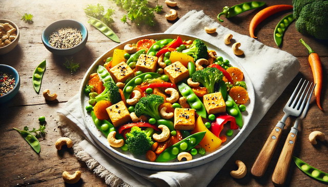 Quick & Easy Vegetable Stir-Fry with Tofu and Cashews