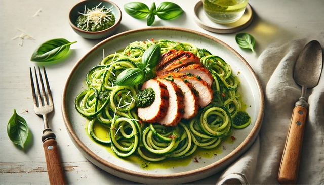 Zucchini Noodles with Pesto and Grilled Chicken: A Fresh & Healthy Delight