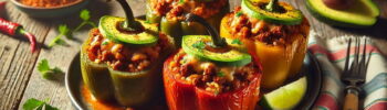 Stuffed Bell Peppers with Ground Beef and Avocado