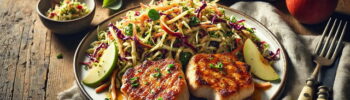 Pan-Seared Pork Chops with Apple-Cabbage Slaw