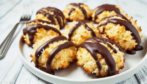 Coconut Macaroons with Dark Chocolate Drizzle