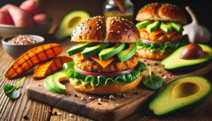 Sweet Potato and Avocado Turkey Burgers