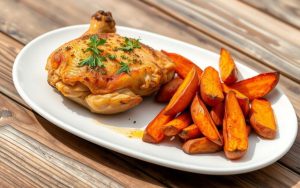 Herb-Roasted Chicken & Sweet Potato Wedges