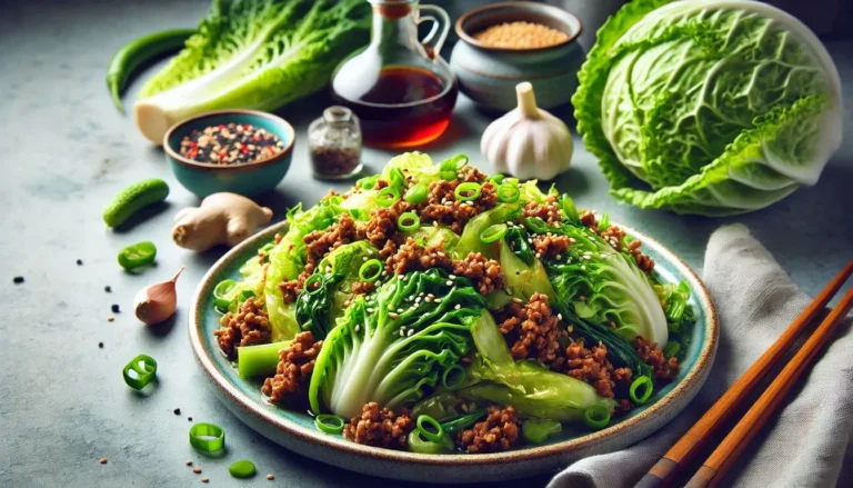 Ground Beef Stir Fry with Wilted Napa Cabbage