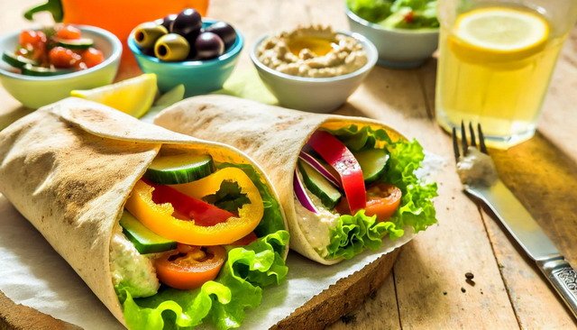 Mediterranean Veggie Wrap with Hummus