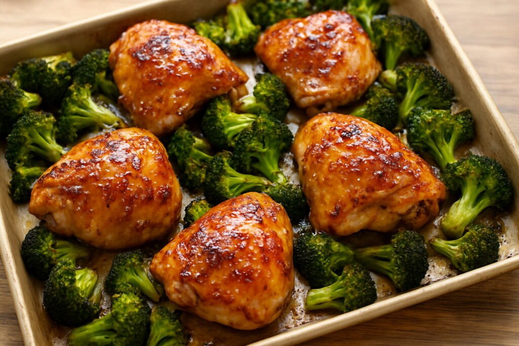 Honey Mustard Glazed Chicken Thighs with Broccoli